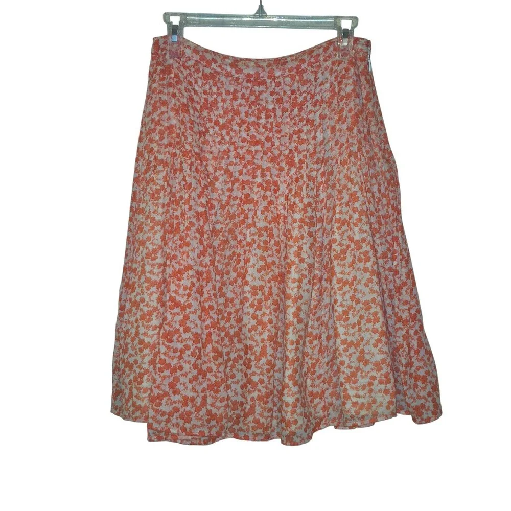 Anthropologie Odille Cream & Red Flowers A- Line Skirt Size 0 Coquette Spring
